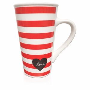 Starbucks Red and White Striped Mug with  Heart 16oz Valentines Collectible